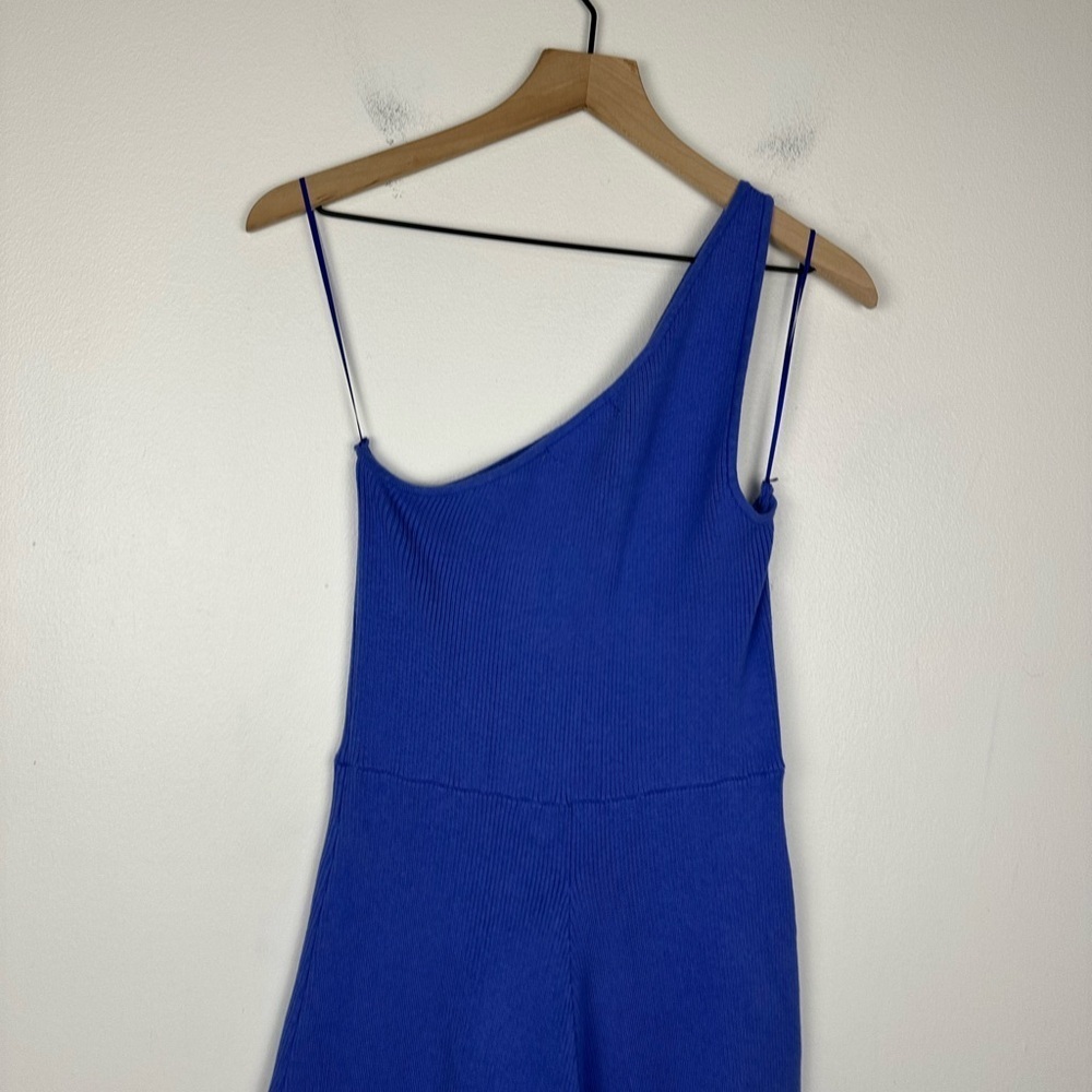 Free People Beach Waverly Ribbed One Shoulder Sweater Wide Leg Jumpsuit‎ Sz L - Picture 7 of 8